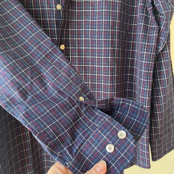 Haggar Forever New long sleeve button up plaid shirt men’s size medium - Picture 4 of 9